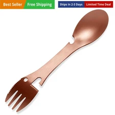 5 in 1 Sporks Stainless Steel Camping, Spoon Fork Knife Combo with Bottle Can Op