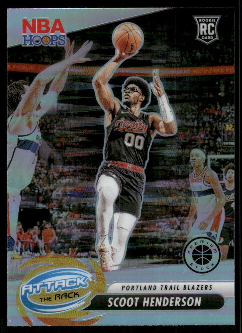 2023 Nba Hoops Premium Stock - Attack the Rack Scoot Henderson #6 Silver RC