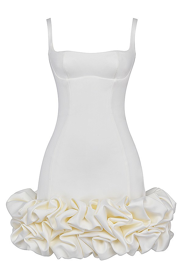 HOUSE OF CB 'Lilou' Ivory Ruffle Hem Dress /Size S-US 4-6/QA6326 | eBay