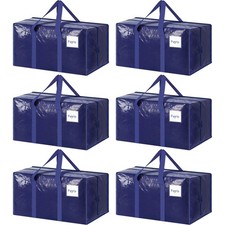 6 Pack Extra Heavy Duty Large Moving Bags with Strong Zipper, Dark Blue