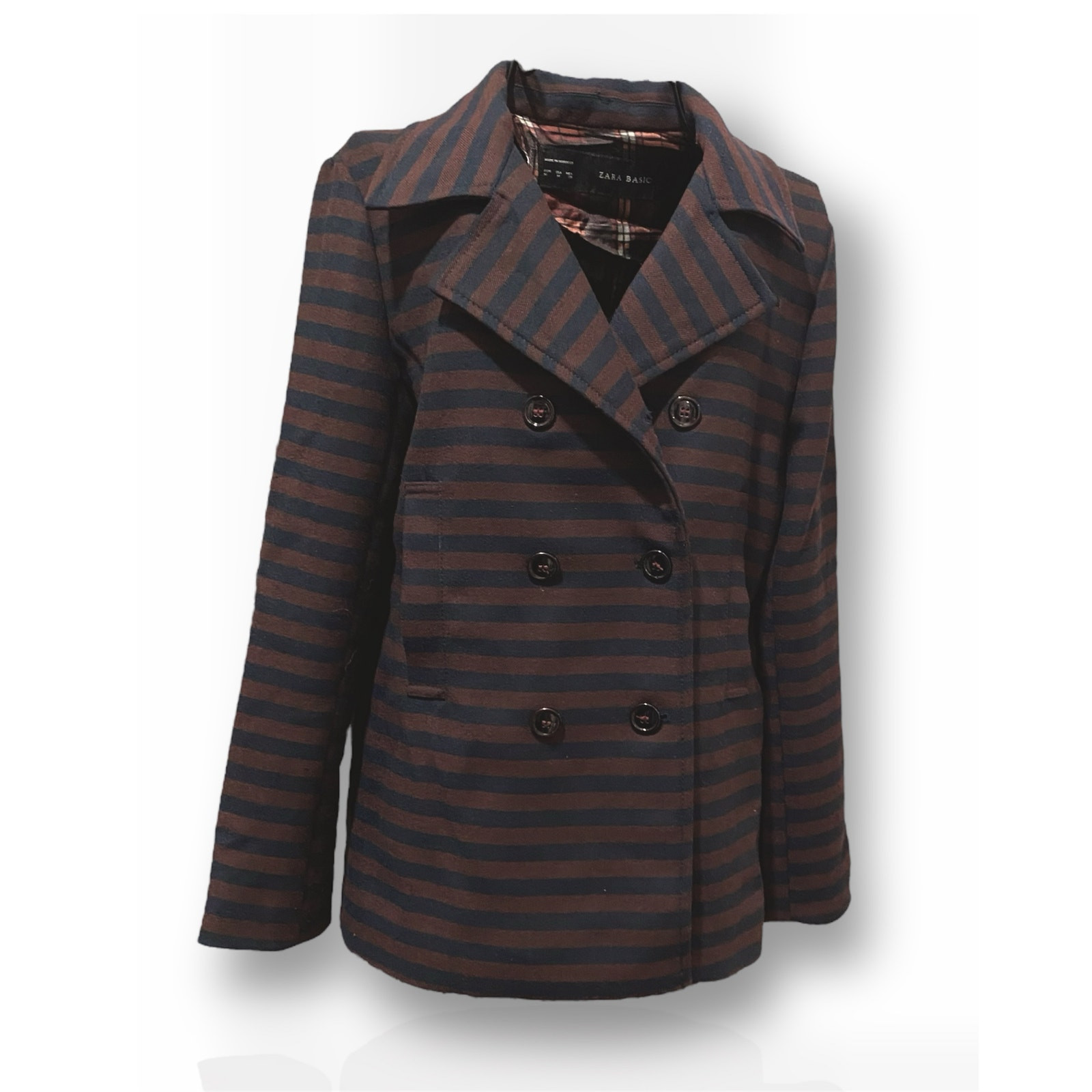 Zara Basic Blazer Size Medium Double-Breasted Nav… - image 1