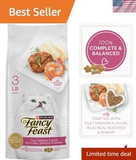 Filet Mignon Flavor Dry Cat Food - Seafood & Shrimp 3 lb Bag for Adult Cats 5.66 per pound