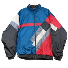 Vintage Adidas Jacket Mens Medium Blue Retro Colorblock Windbreaker 90s