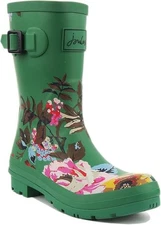Joules - Women's WellingtonWelly Boots, Green Florals, Size 5