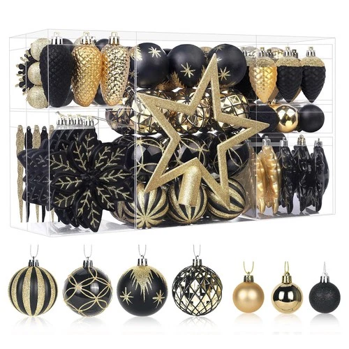Christmas Tree Baubles Set 106pcs Shatterproof 14 Types Holiday Ornaments