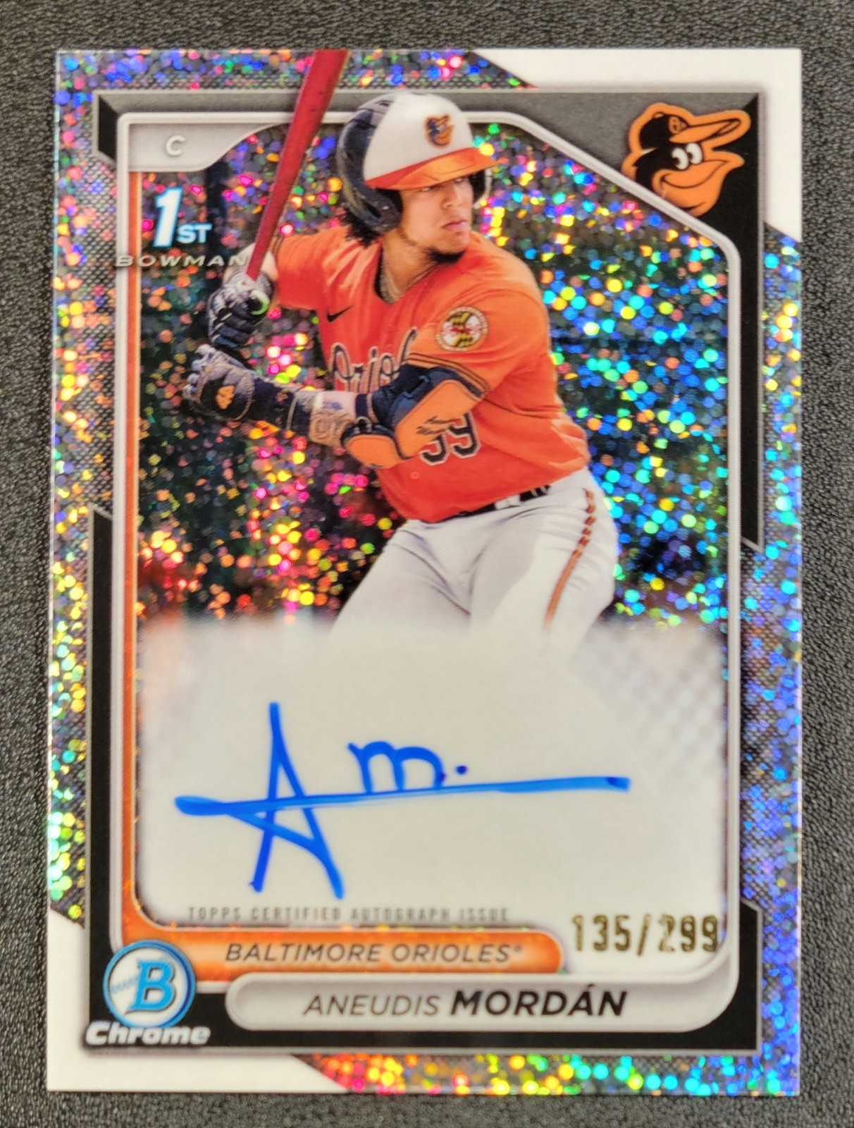 2024 Bowman #CPA-AMO Aneudis Mordan Chrome Prospect Auto Speckle Ref #/299
