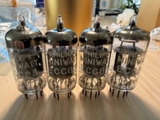 Rare 4 Vintage Philip Miniwatt ECC83 12AX7 I65 Δ3B2 Heerlen HALO Getter Tubes