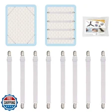 8Pcs Adjustable Bed Sheet Straps Clips, Elastic Mattress Sheet Fasteners Hold