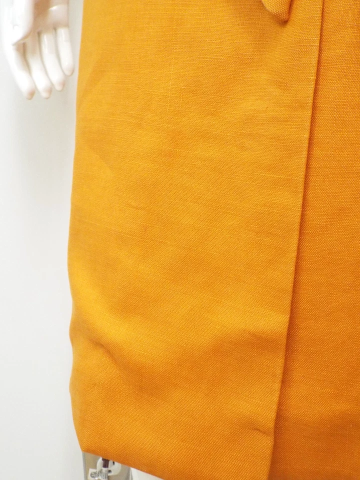 Vintage 1960s Neimette Couture Orange Linen Mod Sheath Dress XS Neiman Marcus - Image 4 of 4
