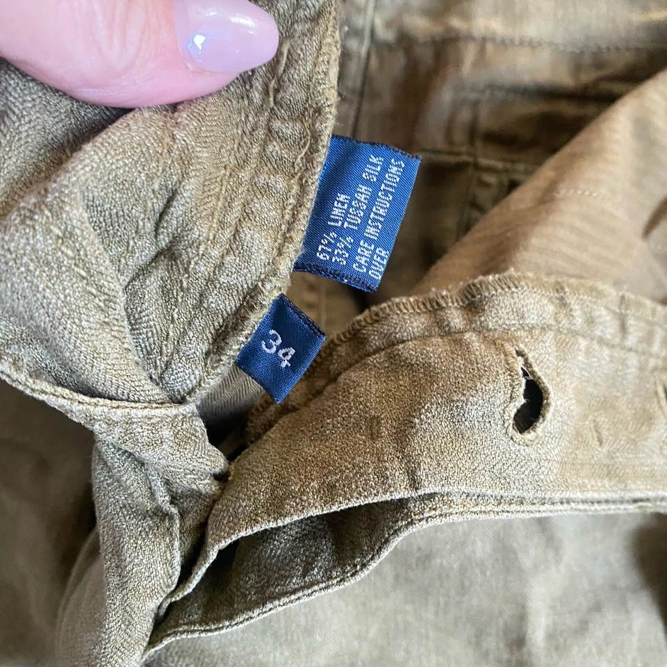 Винтажные мужские шорты Polo Ralph Lauren Military Army Herringbone лен шелк карго 34 - Изображение 4 из 4