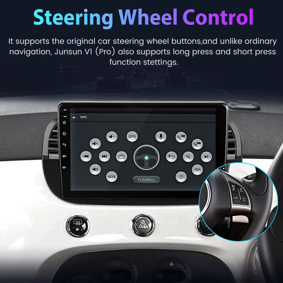 Autoradio 9" Apple Carplay Android12 32G GPS Navi RDS per Fiat 500 2007-2015 IPS - Immagine 4 di 4