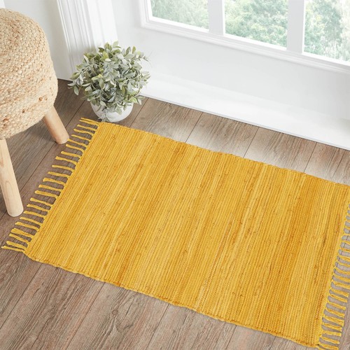 Arriba, Cotton Chindi Rug (24x 36 Inches - 2x3 Ft) Bohemian reversible Dhurrie. - Picture 8 of 40
