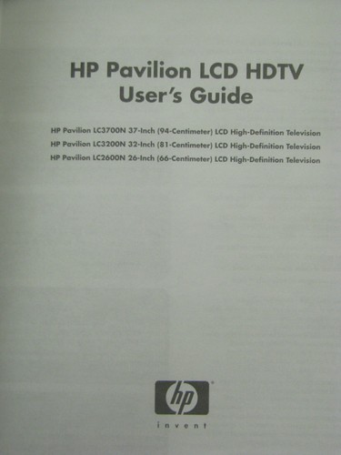 HP Pavilion LCD High-Definition Television User's Guide: LC3700N,LC3200N,LC2600N - Picture 3 of 3