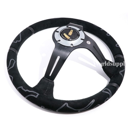 Black momo ULTRA BLACK EDITION 14'' Deep Dish Suede Leather Sport Steering Wheel - Bild 7 von 18