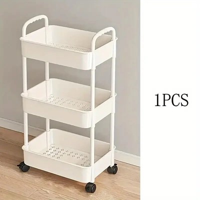 3-Tier Small Rolling Metal Storage Organizer Mobile Utility Cart Kitchen Cart