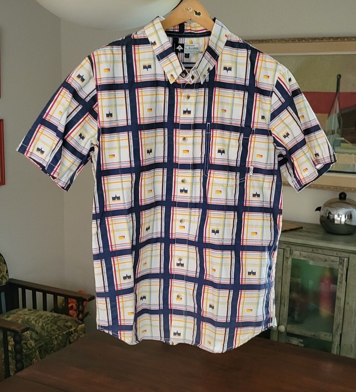 MENS SHORT SLEEVE SHIRT 100% COTTON  PLAID 