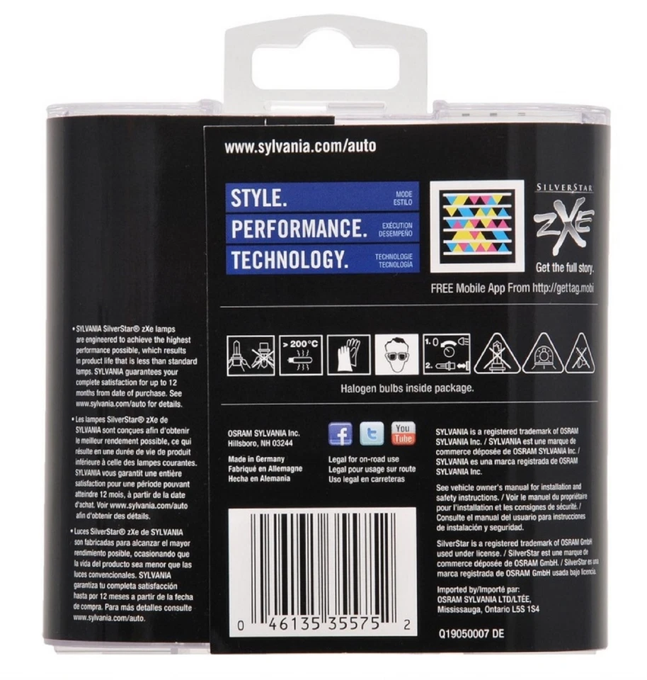 Sylvania Silverstar ZXE 9004 HB1 65/45W Two Bulbs Headlight Replacement Stock OE - Image 3 of 4