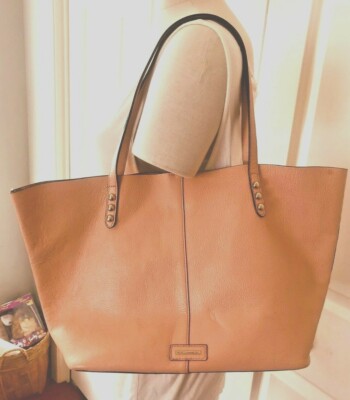 Rebecca Minkoff Peach Leather Tote with Side Studs and Leather Pouch