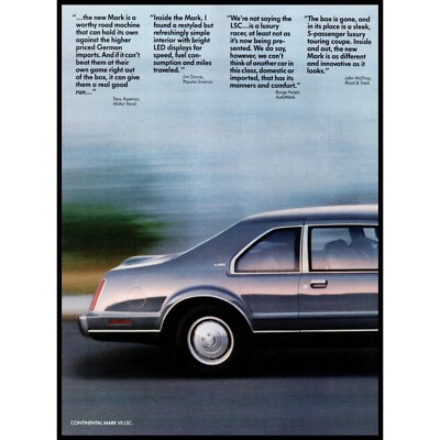 リンカーン・コンチネンタル　アンティークポスター 1984 Lincoln Continental Mark VII 2 Page Vintage Print Ad Luxury