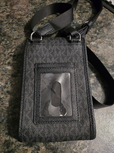 Michael Kors Cooper Slim Phone Crossbody Bag Coin Pouch Mk Logo Black - Picture 2 of 6