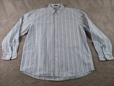 Old Navy Shirt Men Large Blue Striped Long Sleeve Button Up