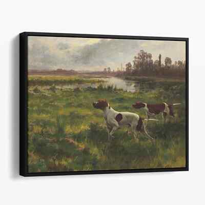 Pointers - Vintage Hunting Dogs Victorian Animals Canvas Wall Art Print