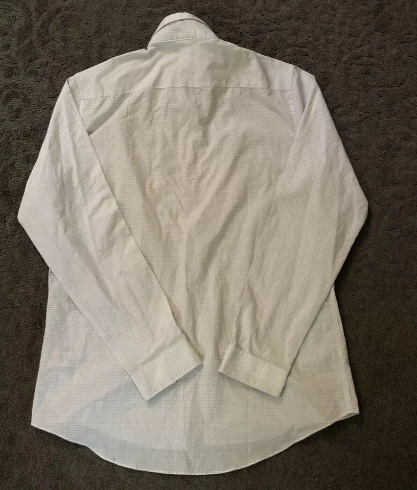 Topman Mens Large Dress Shirt White Horizontal Striped Long Sleeve (Z107) - Image 4 of 4