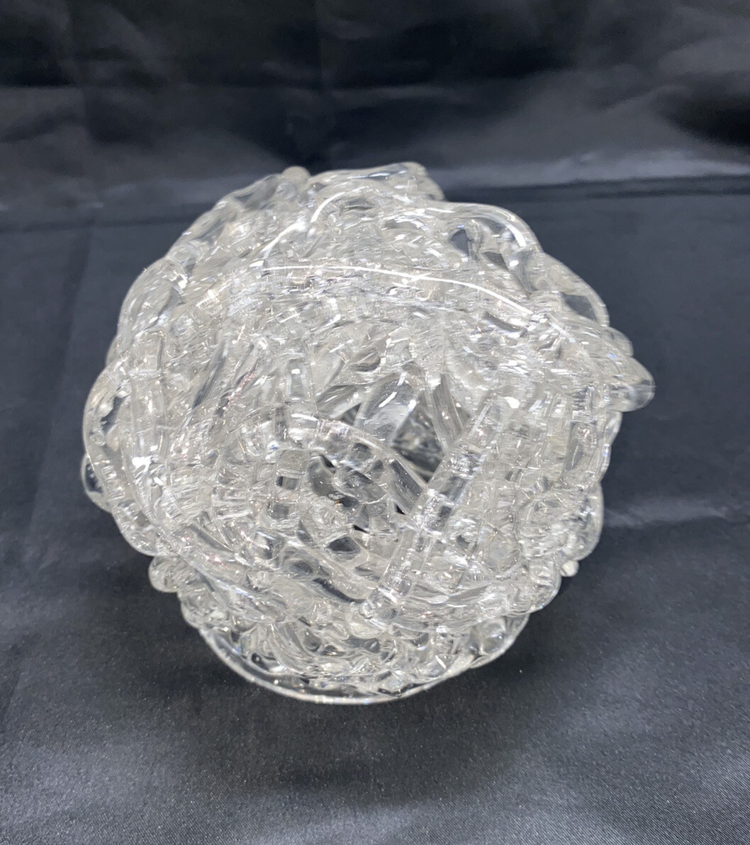 Clear Molten Tube Glass Melted Drizzled Votive Tea Light Holder EUC