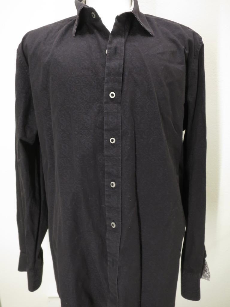 ROBERT GRAHAM Solid Black Paisley Pattern Contras… - image 1