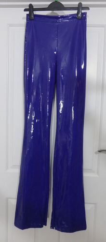Pantaloni Silence Limited blu lucido PVC PU ecopelle belli morbidi taglia S nuovi con etichette
