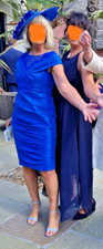Mother Of Bride Ispirato Pencil Sheath Style Royal Blue Dress & Hatinator -UK 12