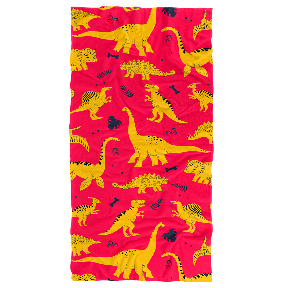 Hand Drawn Dinosaur Pattern Beach Towel 30x60 Inches Soft Absorbent