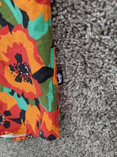 Stussy Hemd Herren Medium Hawaii Lounge Camp Knopfleiste orange Blumen Schlaufenkragen - Bild 7 von 11