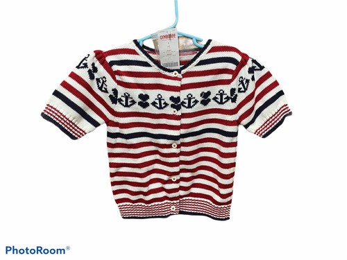 NWT Gymboree Bon Voyage Heart Short Sleeve Striped Button Sweater Girl 7 NEW! - Picture 3 of 4