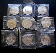 Russland UdSSR 9 Polierte Platte Münzen 5 Rub. 1988 - 1991