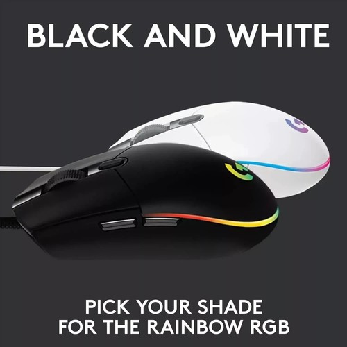 Logitech G102 clone Lightweight Gaming Mouse 6 Button 8000dpi RGB Lights White - Picture 5 of 5