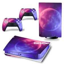 For PS5 Disc Edition Console  2 Controller Super Moon Vinyl Wrap Skin Decal