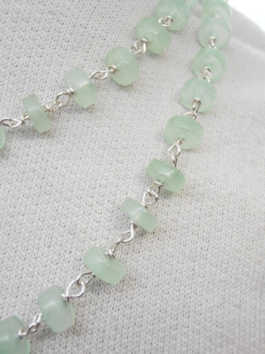 Collana in Crisoprasio Naturale e Argento 925 - Girocollo Pietra Dura - - Foto 3 di 6