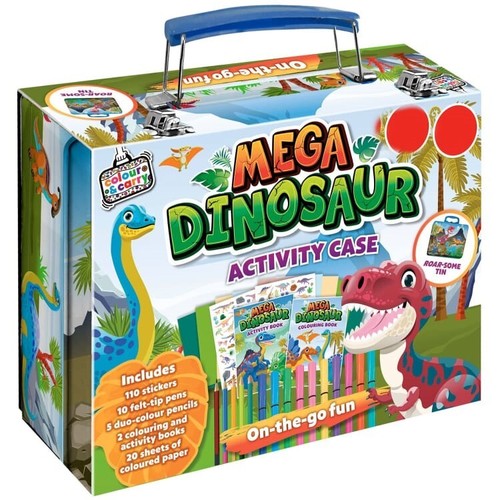 Mega Dinosaur Activity Case Kids Colouring Books & Stickers Set Ideal For Age 6+ - Picture 3 of 3