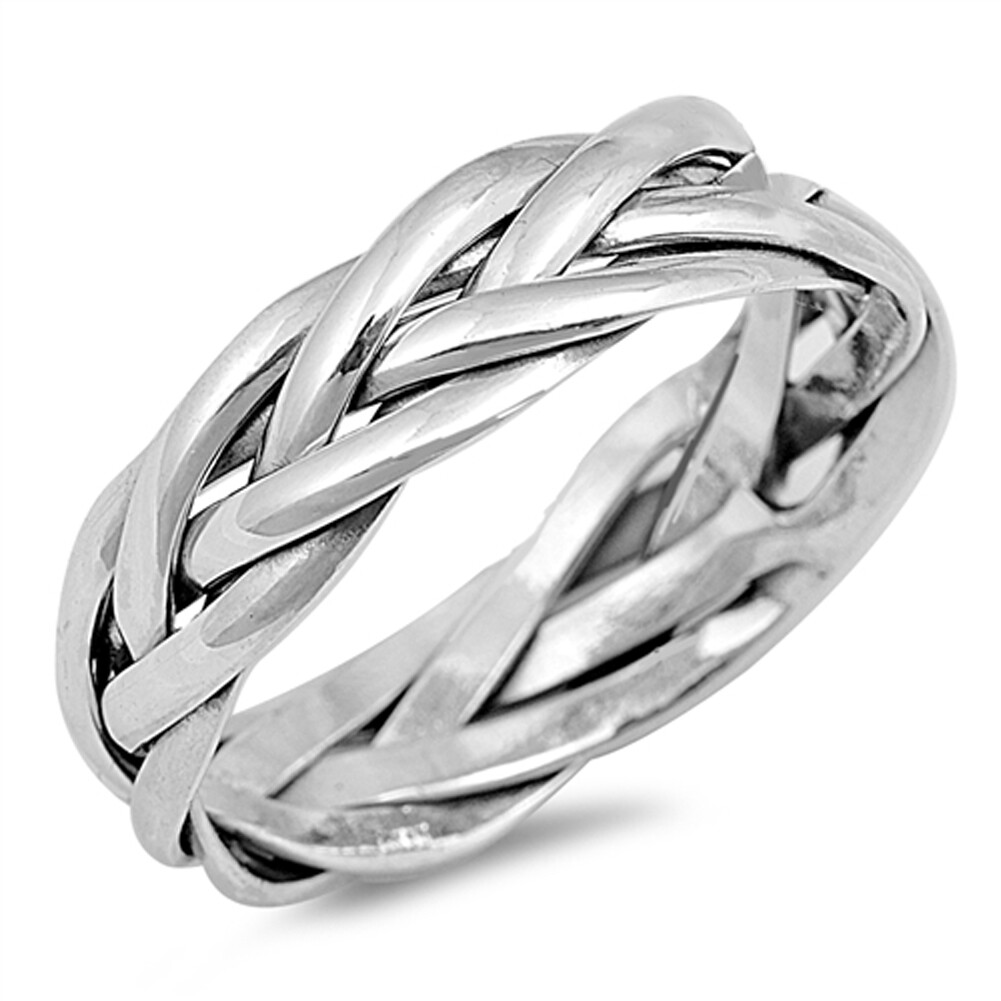 Braided Knot Weave Men's Wedding Ring New Sterling Silver