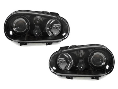 DEPO Black Glass Lens Headlight + Projector Fog For 99-04 VW Golf GTi Mk.IV 4