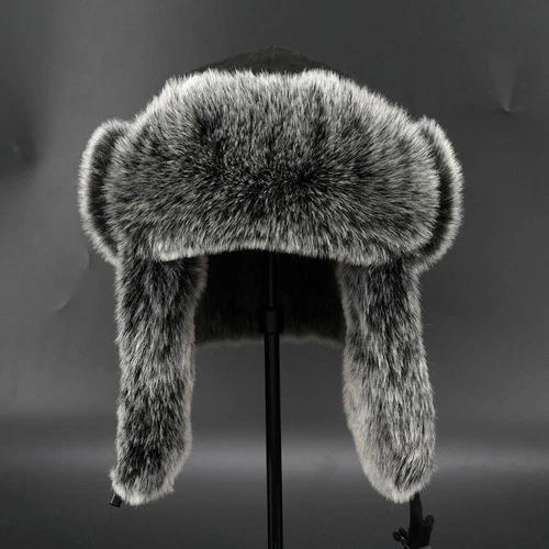 Men Trapper Hat Cap Sporting Ushanka Russian Cossack Faux Fur Suede Leather Warm - Picture 11 of 26