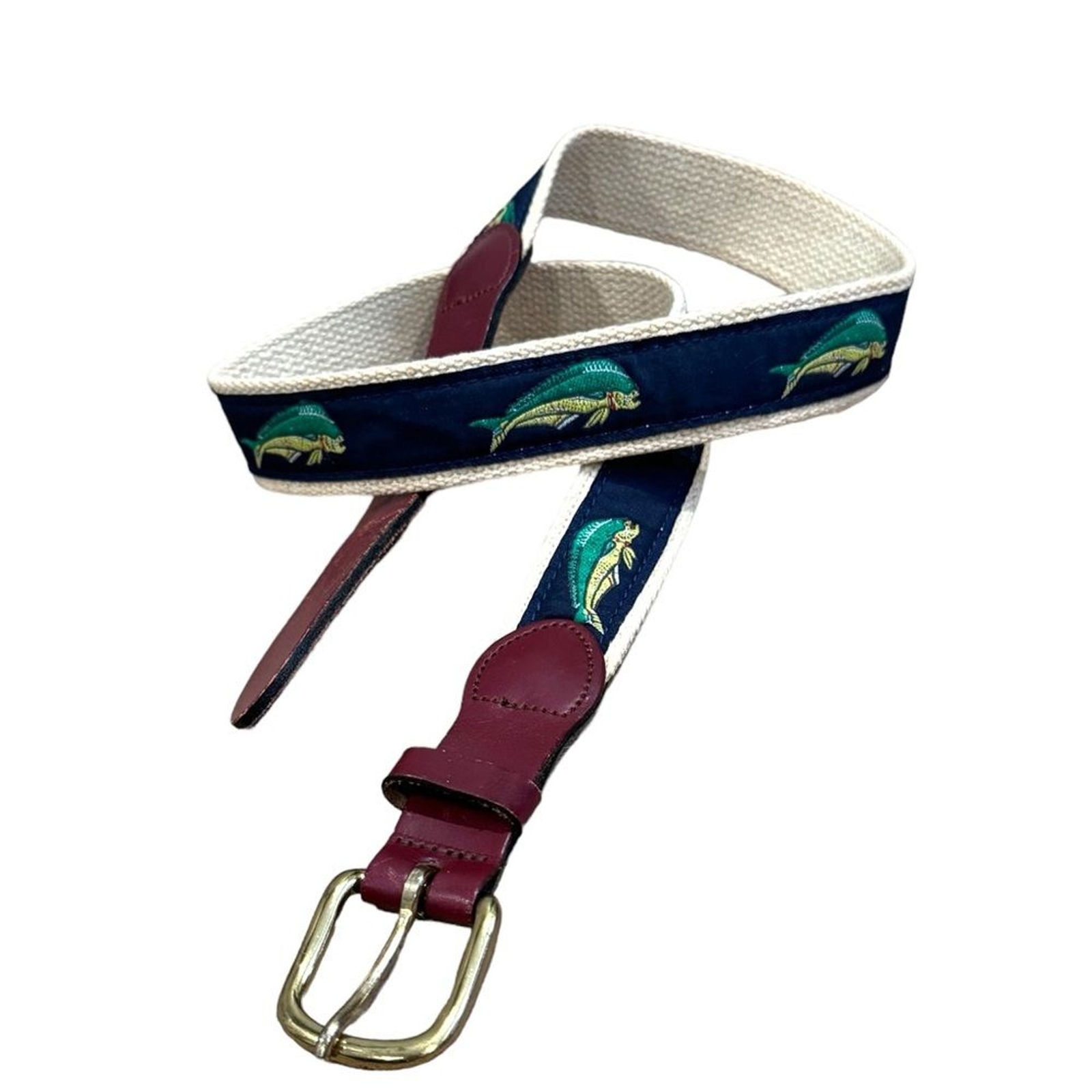 Leather Man Ltd Mahi Mahi Fish Ribbon Belt Men's … - image 1