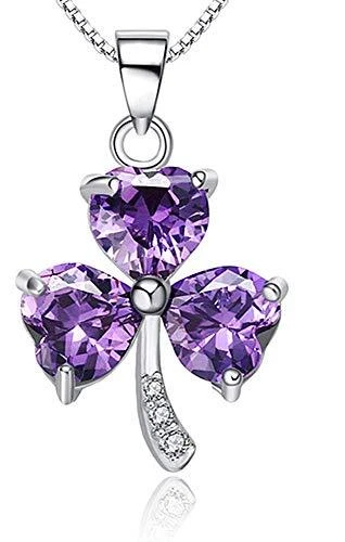 Ciondolo da Donna Fiore Trifoglio Brillantini Viola Colore Argento L.2467 - Immagine 4 di 4