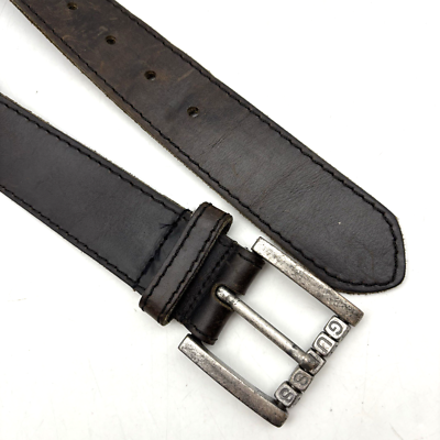 Vintage 80s 90s Guess 3060 Brown Leather Letter Beads Buckle 