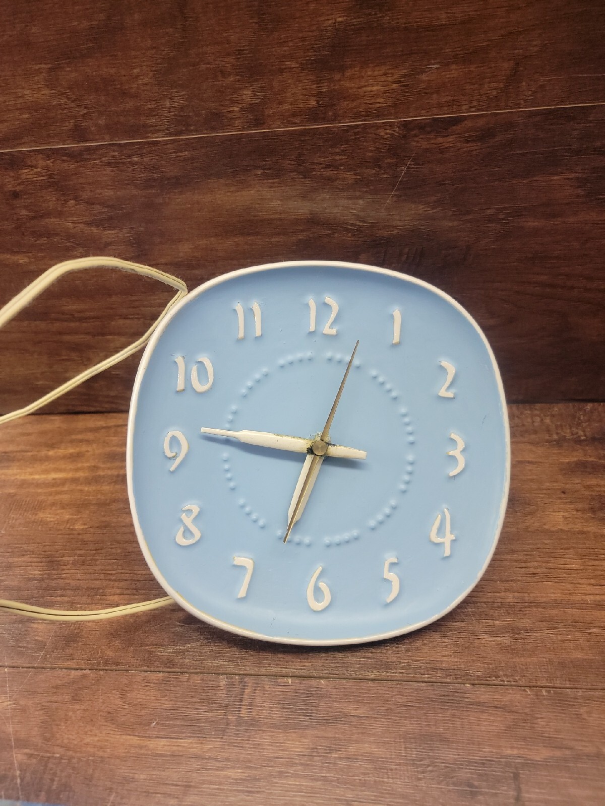 Vintage General Electric GE Russel Wright Blue Ceramic Wall Clock