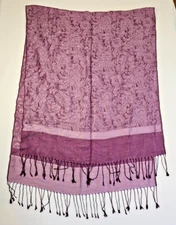 Pashmina Shawl Wrap Purple 30% Silk Scarf Elegant Lightweight Womens Accessory