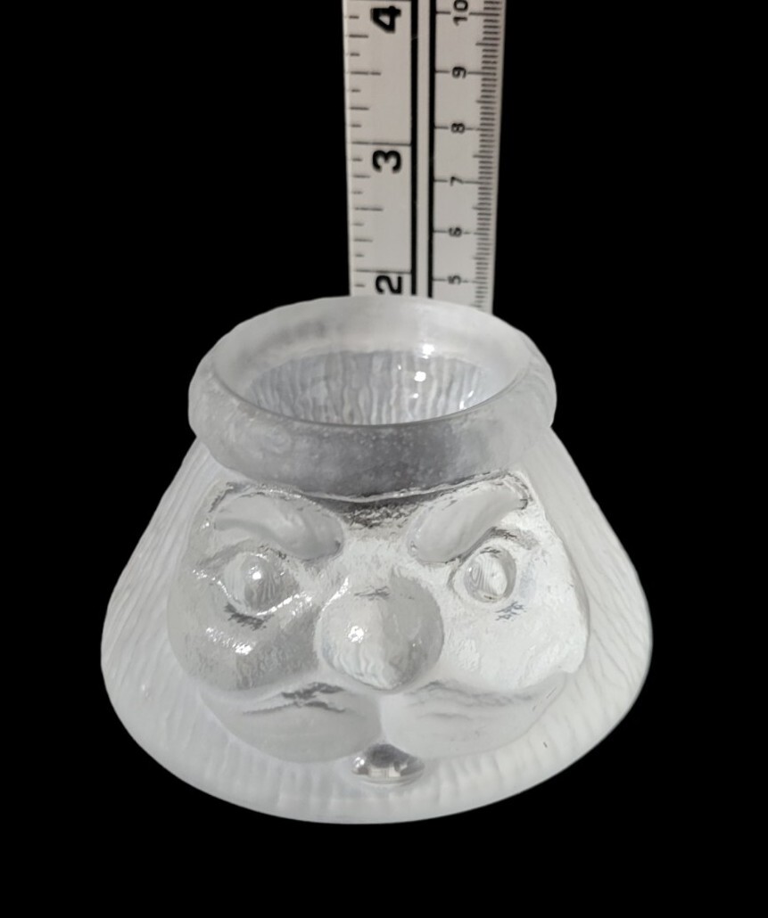 Nybro Crystal Santa Claus Candle Holder Satin Clear Sweden