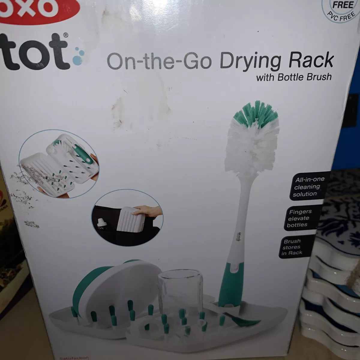 OXO Tot On-The-Go Drying Rack with Bottle Brush - Gray