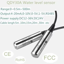 Submersible Hydrostatic Level Sensor 0-10V 4-20mA Output Transducer DC12-36V